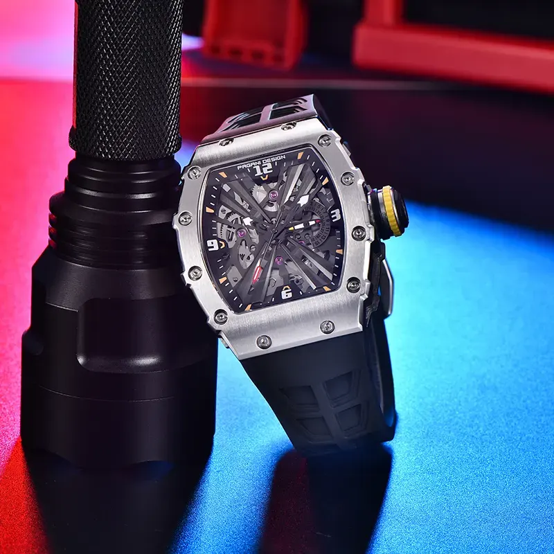 Pagani Design Black Skeleton Dial Casual Men's Watch- PD-1738